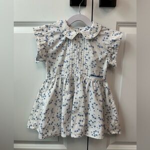 Vintage OshKosh B’Gosh Girls Peter Pan Collar Floral White Blue Dress (Size 4T)